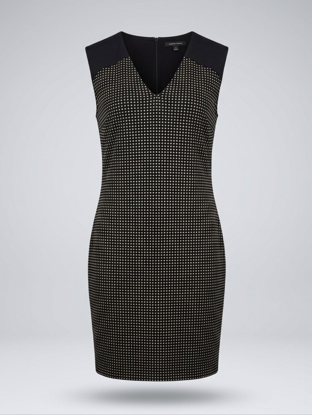 820.Rachel Roy Womens Gold Studded Small Grommet Sheath Black Midi Dress G2
